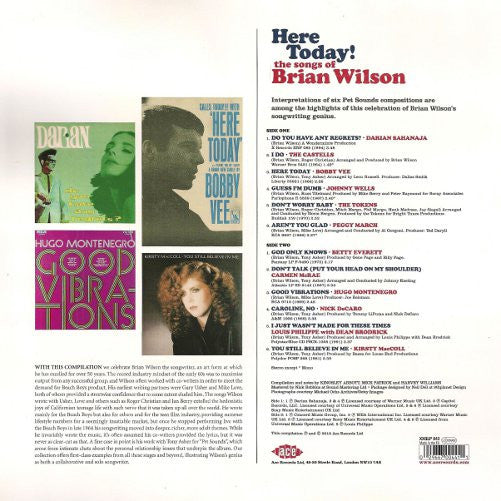 V.A. (ブライアン・ウィルソン作名曲群のカヴァ・コンピ)  - Here Today! The Songs of Brian Wilson (UK Ltd.180g White Vinyl LP/New)