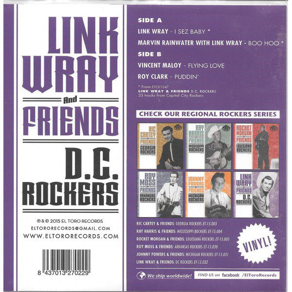 V.A. (LINK WRAY & Friends) - D.C. Rockers (Spain 限定ジャケ付き再発4曲入り 7"EP+PS/New)