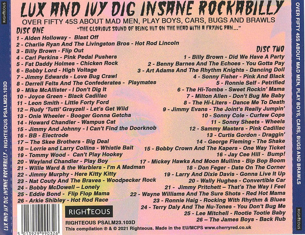 V.A.(クランプスのラックス&アイヴィー夫妻秘蔵レコード編集） - LUX & IVY Dig：Insane Rockabilly (UK Limited 2x CD/New)