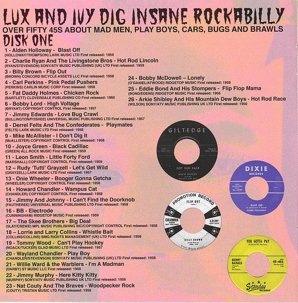 V.A.(クランプスのラックス&アイヴィー夫妻秘蔵レコード編集） - LUX & IVY Dig：Insane Rockabilly (UK Limited 2x CD/New)