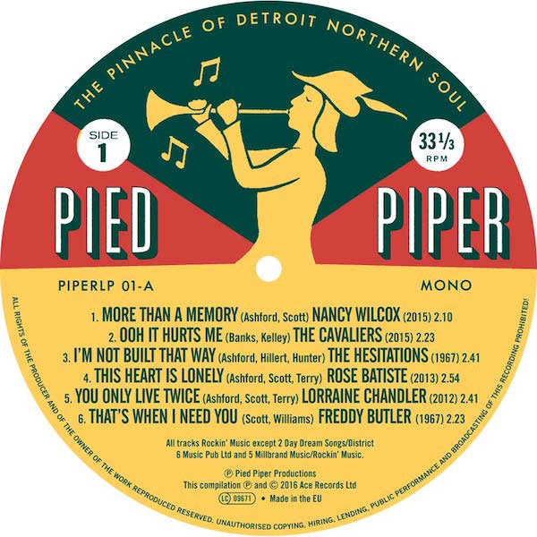 V.A. - Pied Piper (The Pinnacle Of Detroit Northern Soul) (UK Limited Mono LP/New)