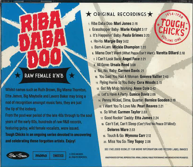 V.A. ('45〜'58年女性RAW-R&Bコンピ) - RIBA DABA DOO [RAW FEMALE R’n’B] (OZ Ltd.CD/New)