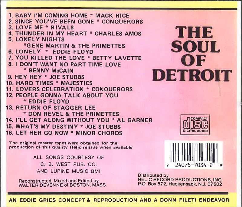 V.A. - The Soul Of Detroit (US Ltd.CD/廃盤New)