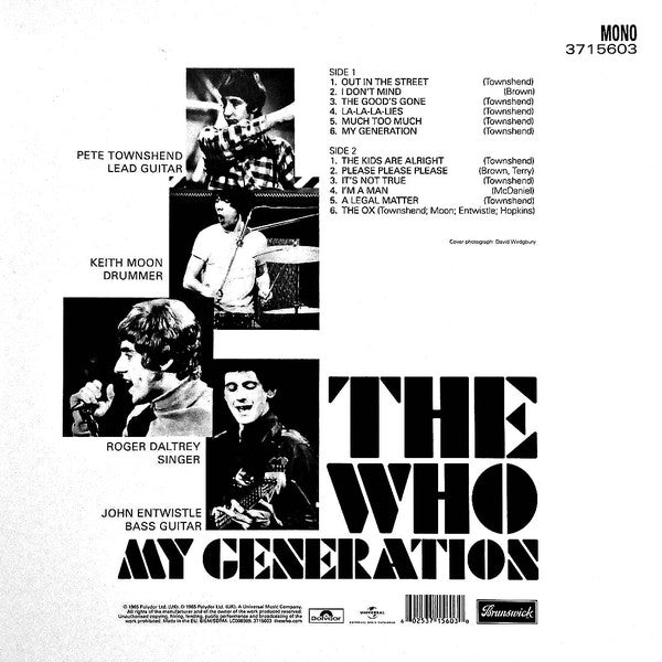 WHO    (フー)  - My Generation (EU 限定復刻リマスター再発 180g モノラル LP/New) '65年名作デビュー・アルバム！