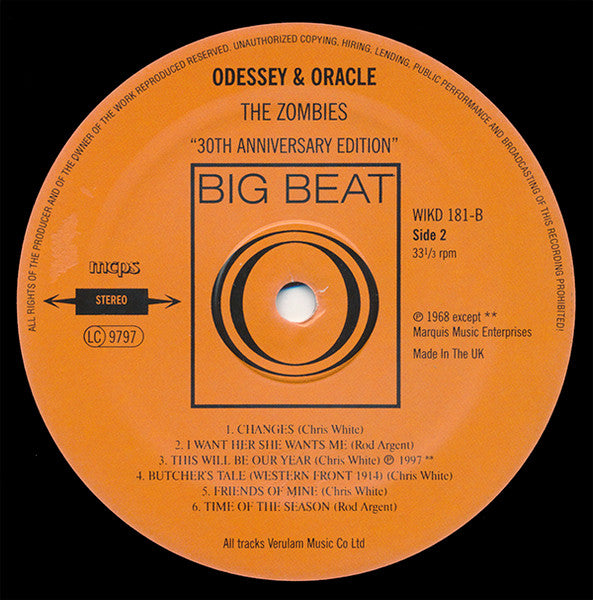 ZOMBIES (ゾンビーズ)  - Odessey And Oracle (UK 限定復刻再発ステレオ LP/New)