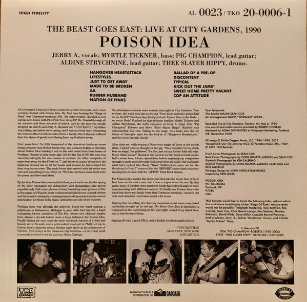 POISON IDEA (ポイズン・アイデア) - The Beast Goes East (US 800 Ltd.Black Vinyl LP/ New)