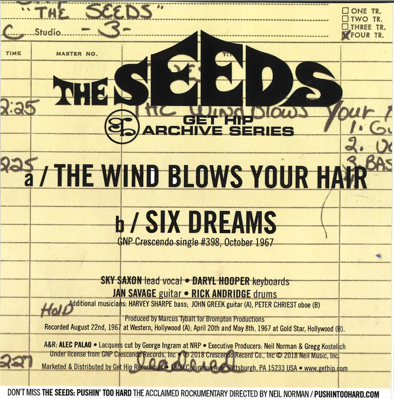 SEEDS (シーズ)  - The Wind Blows Your Hair (US Ltd. Reissue 7"+PS/New)