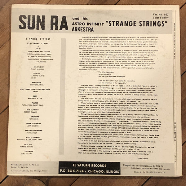 SUN RA & His Astro Infinity Arkestra (サン・ラ & ヒズ・アストロ・インフィニティ・アーケストラ)  - Starange Strings (US Ltd.Reissue LP/New)
