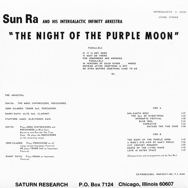SUN RA & His Intergalactic Infinity Arkestra (サン・ラ & ヒズ・インターギャラクティック・インフィニティ・アーケストラ)  - The Night Of The Purple Moon (US Ltd.Reissue LP/New)